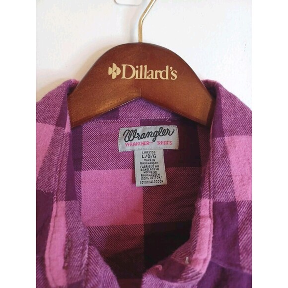 Wrangler Wrancher Western Pearl Snap Shirt M Long Sleeve Pink Plaid Cowgirl - Picture 3 of 8